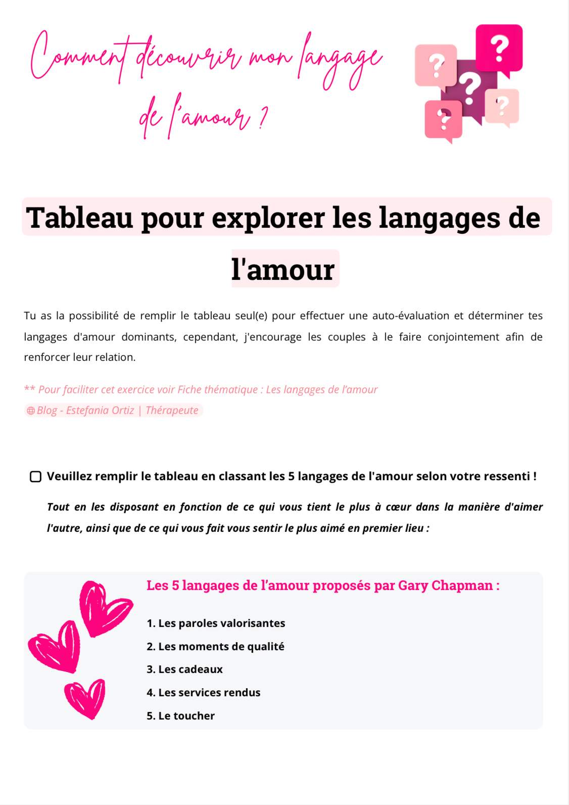 Couples et langages de l'amour