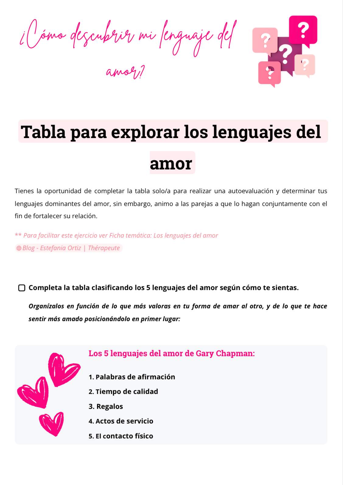 Pareja y lenguajes del amor